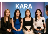 KARA members dazzling on a set of a variety show web interview